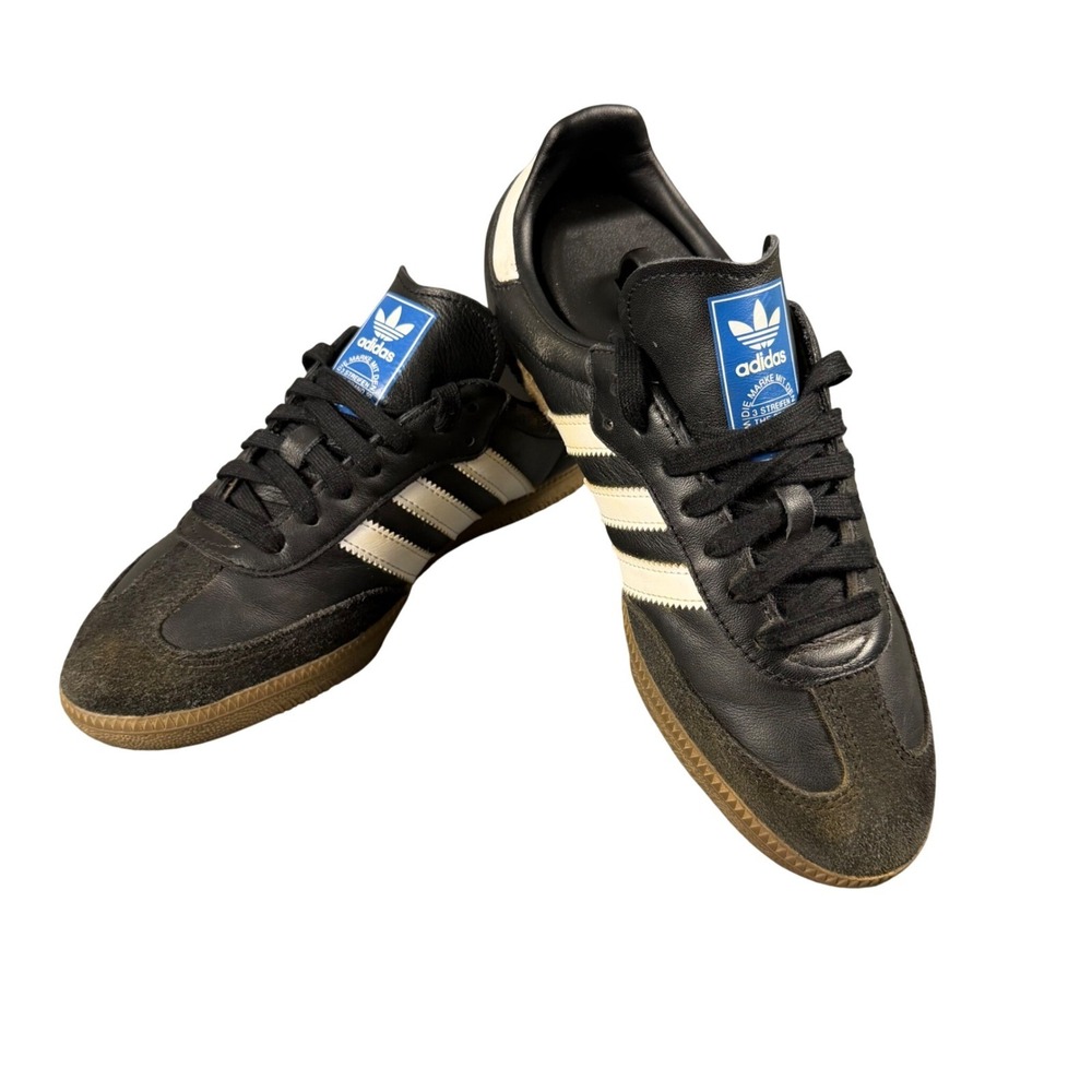 Adidas Samba OG Mens Black White Gum Sole Leather Sneakers 019000